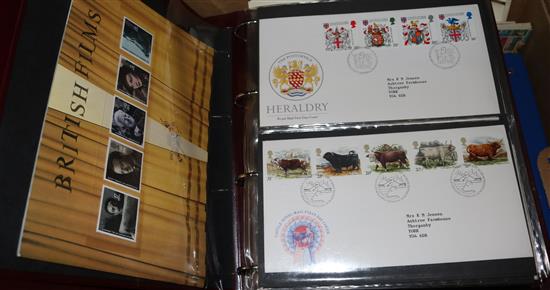 STAMPS, First Day Covers 1984-91 (3 albums and box file) & two stamp books QEII inc Malta, Ceylon etc